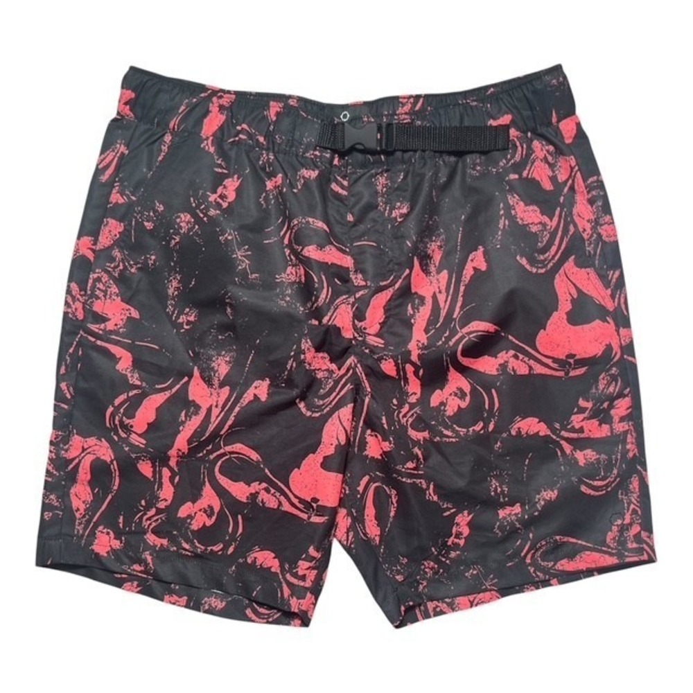 Empyre Mens Sz S Boardshorts Zip Pockets Red/Black‎ Lava Print Adj Belt-1968